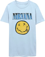 Nirvana Camiseta de manga corta Xerox Smiley Blue Light Blue L