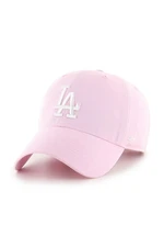 Bavlněná baseballová čepice 47brand MLB Los Angeles Dodgers růžová barva, s aplikací, B-RGW12GWSNL-PTA