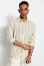 Trendyol Black Striped Regular Fit Textured Shirt