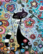 Zuty Pintura de diamantes Cat In Flowers