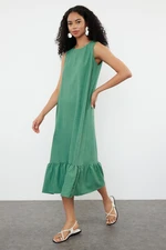 Trendyol Green Straight Cut Skirt Flounce Mini Woven Dress