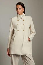 Trendyol Ecru Button Detailed Regular Midi Coat