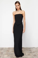 Trendyol Black Corset Detailed Woven Long Evening Dress