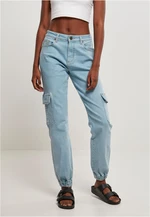 Women's Organic Stretch Denim Cargo Pants Sheer Bleached