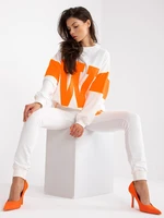 Set of cotton sweatshirt in white and orange color