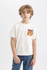 DEFACTO Boy's Crew Neck Embroidered Short Sleeve T-Shirt