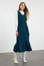 Trendyol Emerald Green Striped Woven Gilet Dress