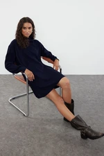 Trendyol Navy Blue Mini Knitwear Wide Pattern Dress