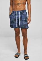 Patterned swimsuit shorts with navy scarf aop