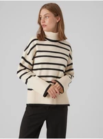 Black and cream women's striped sweater VERO MODA Saba - Women