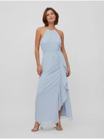 Light blue women's maxi dress with slit VILA Milina