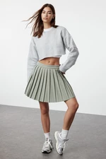 Trendyol Light Khaki Pleated Mini Woven Skirt Skirt