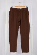 Trendyol Brown Limited Edition 100% Linen Straight Fit Waist Lace Trousers