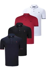 QUADRUPLE SET T8586 DEWBERRY MEN'S T-SHIRT-BLACK-WHITE-NAVY-BURGUNDY