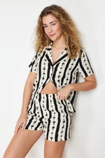 Trendyol Black-Multicolor Patterned Viscose Woven Pajamas Set