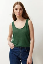 Trendyol Green Relaxed Fit Pool Neck Back Detailed Knitted Blouse