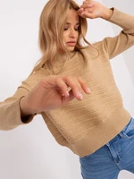 Women's camel asymmetrical sweater with wool