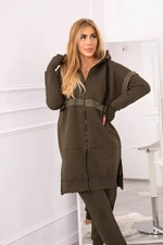 Insulated set with a long sweatshirt in khaki color