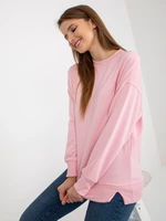 Light pink basic sweatshirt without hood with slits