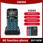 UNIWA V1000 Feature Mobile Phone 4G Big Button 2.31 Inch Russian Hebrew English Keyboard Cellphone FM 0.3MP Camera