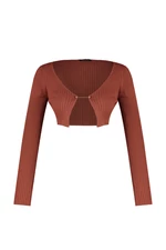 Trendyol Brown Crop Knitwear Cardigan