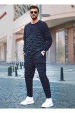 Madmext Black Quilted Patterned Tracksuit 5907