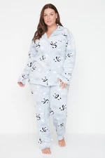 Trendyol Curve Blue Patterned Knitted Pajamas Set