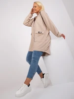 Beige long hoodie of larger size