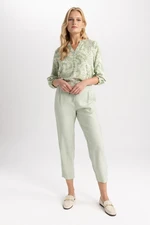 DEFACTO Jogger Pocket Straight Leg High Waist Linen Look Trousers