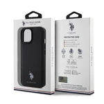 U.S. Polo PU Leather Mesh Pattern Double Horse Zadní Kryt pro iPhone 15 Black