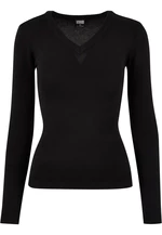 Women's knitted sweater with a V-neck in black