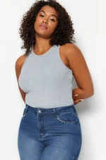 Trendyol Curve Gray Melange Halter Neck Basic Knitted Undershirt