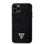 Zadní kryt Guess Rhinestones Triangle Metal Logo pro Apple iPhone 11 Pro Max, černá