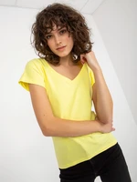 Light yellow simple cotton base shirt