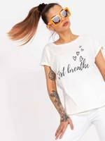 Beige women's short-sleeved T-shirt with the inscription Pole