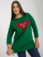 Dark green blouse in a larger size with 3/4 sleeves