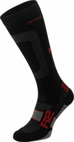 R2 Power Bike Socks Black/Red M Chaussettes de cyclisme