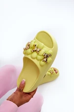 Women's foam slippers with embellishments on a thick sole, Bremavia lime