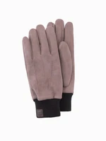 Ombre Men's eco-suede gloves with welt - brown