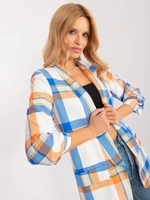 Plaid blazer in orange and ecru