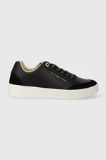 Kožené sneakers boty Tommy Hilfiger SEASONAL COURT SNEAKER černá barva, FW0FW07683