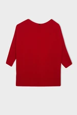 DEFACTO Red Boat Neck Batwing Sleeve Basic Plain Knit Sweater