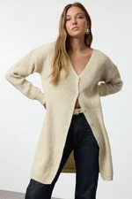 Trendyol Stone Long Basic Knitted Cardigan