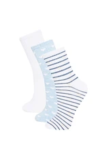 DEFACTO Women's Comfortable Elastic 3-Piece Cotton Socks