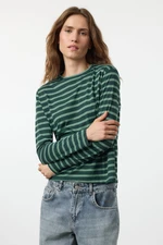 Trendyol Petrol-Mint Striped Regular/Normal Pattern Basic Crew Neck Knitted T-Shirt