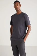 GRIMELANGE Astons Men's Relaxed 100% Organic Cotton Thick Single Jersey Woven Dark Gray T-Shir