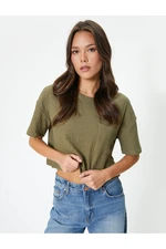 Koton Crop T-Shirt Short Sleeve Crew Neck Pocket Cotton