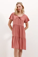 Bigdart 2352 Short V-Neck Dress - D. Pale Pink