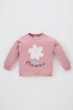 DEFACTO Baby Girl Crew Neck Floral Thin Sweatshirt with Soft Feather Inside