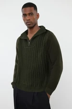 Trendyol Green Casual Regular Half Turtleneck Hair Knit Sweater